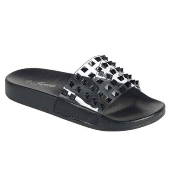 LAST ONE SIZE 5.5 !!! Studded Slide in Black - Picture 2 of 4